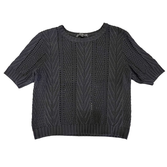 SANCTUARY Open Stitch Crewneck Black Sweater, Size Medium - Picture 10 of 14